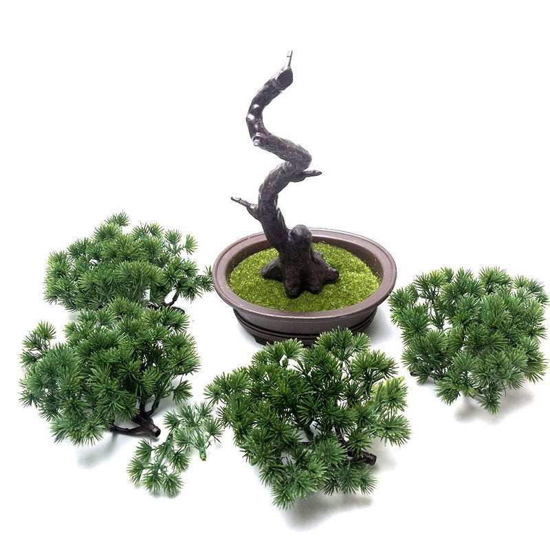 KOET Artificial Bonsai Pine Tree, 11Inch Faux Potted Plant Desk Display Fake Tree Pot Ornaments, Japanese Cedar Bonsai Plant for Home, Office Decoration - Image 3